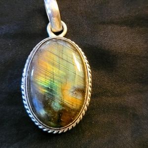 Labradorite Heavy Duty Sterling Silver Pendant